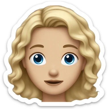 A wavy dirty blond hair girl with blue eyes sticker