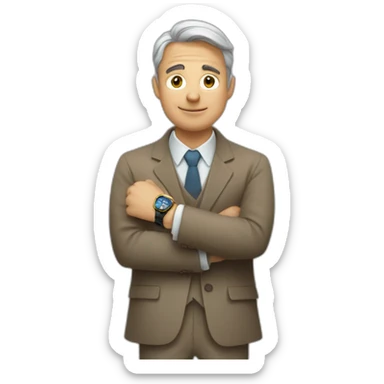 Un homme en costume qui regarde sa montre au poignet sticker