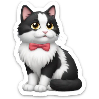 fluffy tuxedo cat sticker
