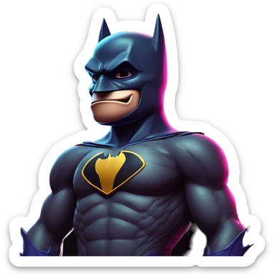 Synthwave Batman in Donkey Kong style, oil paint, epic eyes, intricate lips, exquisite pose, beautiful, desirable, logical, Midsommar  sticker