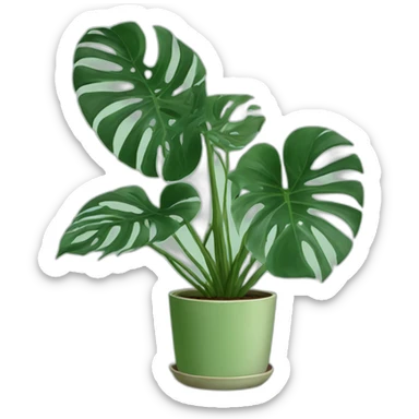 Monstera indoor plant in a sage coloured pot sticker