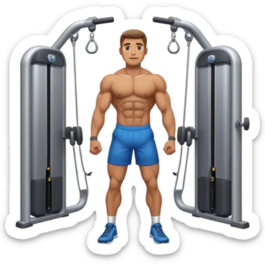 standing fit man cable-machine-exercise sticker