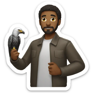persona con un aguila en la mano sticker
