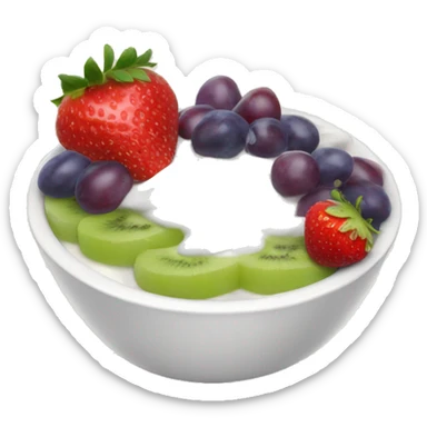 fruit yogurt bowl with strawberries and grapes sticker