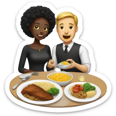 Black wife gives white husband meal sticker
