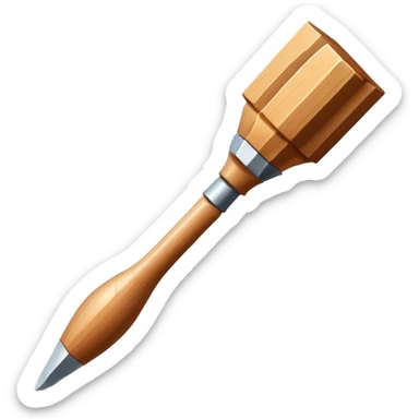sculpture chisel tool object icon, sharp metal chisel, wooden handle, 3D cartoon, mobile game icon style, centered, clean background, soft shadow, no text, no watermark
  sticker