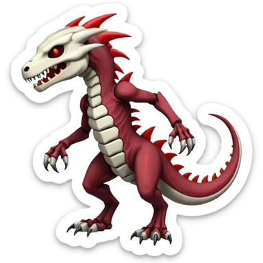 Shiny White Evil Glowing Eldritch Skeletal Creepy Edgy Badass Cool Marowak-Boneknapper-Salandit-Duskull-Darkdramon-fusion with bloody red markings sticker