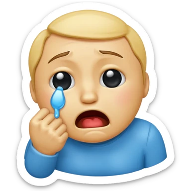 Crying emoji with fist in front of mouth sticker