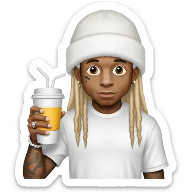 lil wayne holding two styrofoam cups sticker