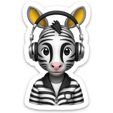 A zebra listening to music sticker