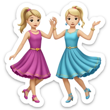 two girls dancing one is blond and one is brunette sticker
