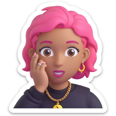 SoFaygo inspired emoji with pink hair, stylish rapper, confident expression sticker