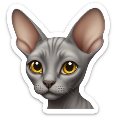 grey sphinx cat with a big belly sticker