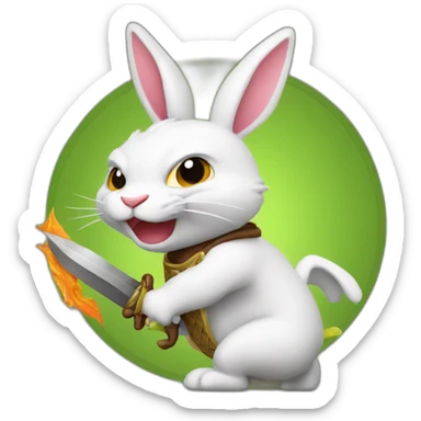 Lapin qui combat un dragon sticker