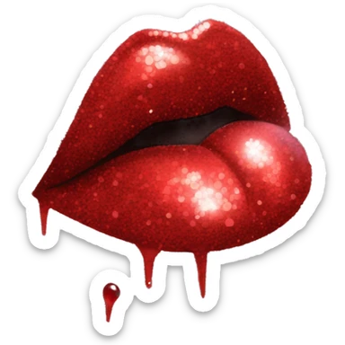 glittery red kiss mark sticker