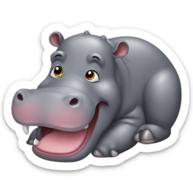 Happy tired hippopotamus sticker