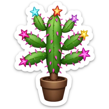 christmas cactus decorated like a tree sticker