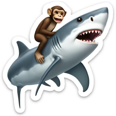 Monkey riding a shark  sticker