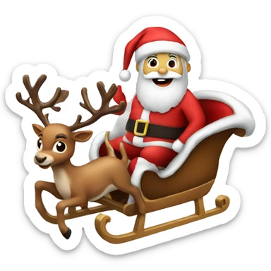 Santa in his sleigh with reindeer sticker