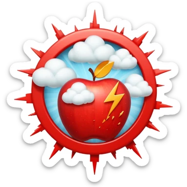 Create a 3D Apple-style emoji of a stylized explosion icon — abstract burst lines and a small cloud puff — combined with a circular red prohibition sign (slash). Keep it minimal, glossy, smooth, and friendly in Apple emoji style on a white background.

 sticker