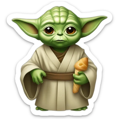 yoda with a baguette instead of lightsaber sticker