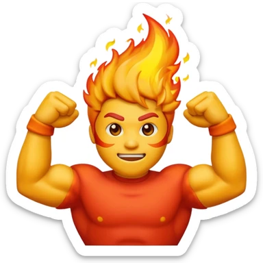 fire emoji add flex bicep behind it sticker
