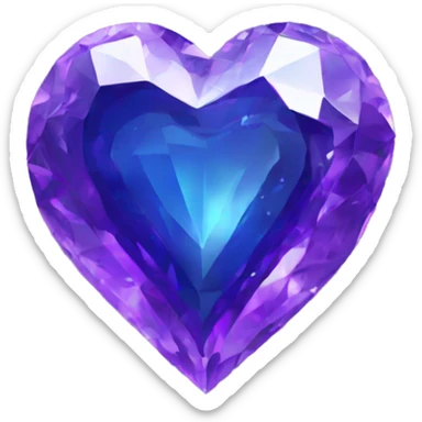Crystal heart half indigo half purple animated spinning sticker
