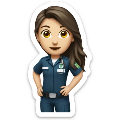 Paramedic brunette female long hair sticker