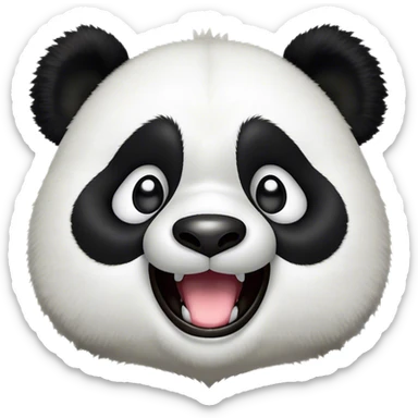 Cinematic Comical Panda Portrait Emoji, Head tilted dramatically with an exaggeratedly amused expression, featuring a striking black and white Fur with a quirky, playful expression and wide, expressive eyes filled with humorous disbelief, Simplified yet hilariously expressive features, highly detailed, glowing with a slightly sassy glow, high shine, dramatic yet playful, stylized with an air of cheeky charm, bright and endearing, soft glowing outline, capturing the essence of a spirited and over-the-top panda, so meme-worthy it feels like it could roll its eyes into internet fame instantly! sticker