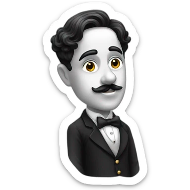 side parted hair charlie chaplin sticker