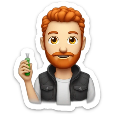 Man with short red head a small beard smoke hookah sticker