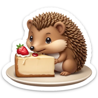 hedgehog eating cheesecake sticker