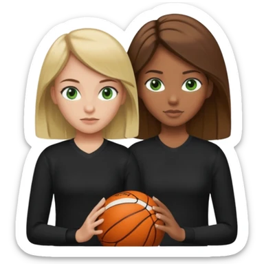 Maman cheveux marrons chemise noir et fille cheveux blond yeux verts tricot sport  sticker