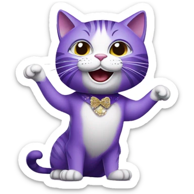 purple cat singing, cat in Elvis presley costume sticker
