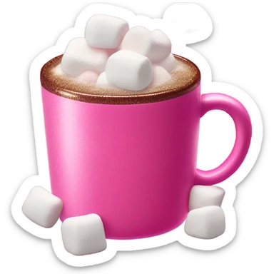 Hot coco with a hot pink sparkly mug and marshmallow  sticker