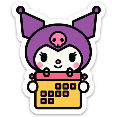 kuromi holding a calendar sticker