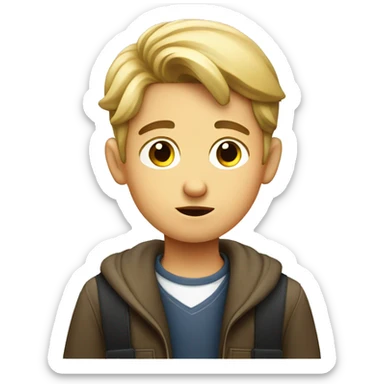 European schoolboy listens attentively sticker