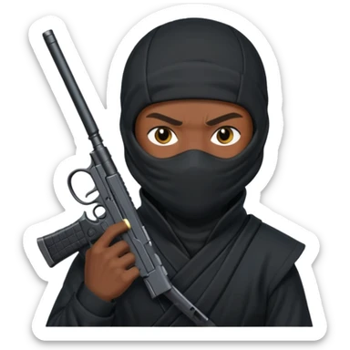 Una persona que sea así 🥷 pero con una pistola  sticker