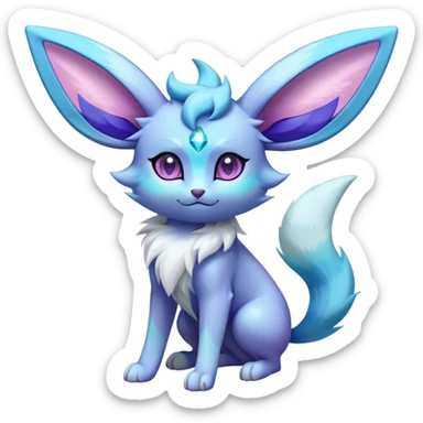 Futuristic Fluffy Celestial Magical Glaceon-Espeon-Sylveon-Umbreon-hybrid, full bod sticker