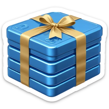 blue coins credit in a package sticker