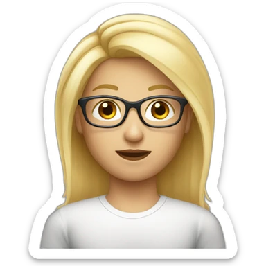 Blonde cheveux raides sportive yeux bleus et lunettes sticker