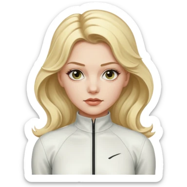 yelena belova in white widow suit with wavy blonde hair in ponytail sticker