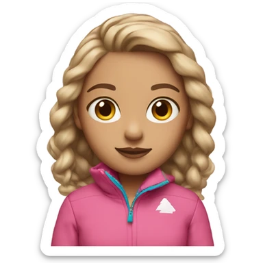 ski girl, light skin, pink jacket, light brown hair sticker
