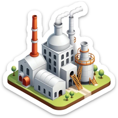 Isometric small white sugar factory  sticker