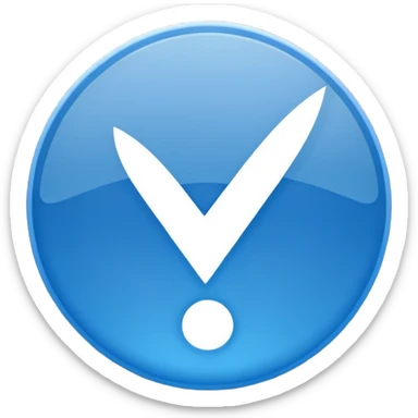 A blue circle with am inner tick sticker