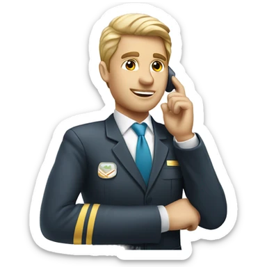 white flight attendant man doing call me hand sticker