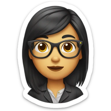 female duck wearing glasses with dark hair sticker