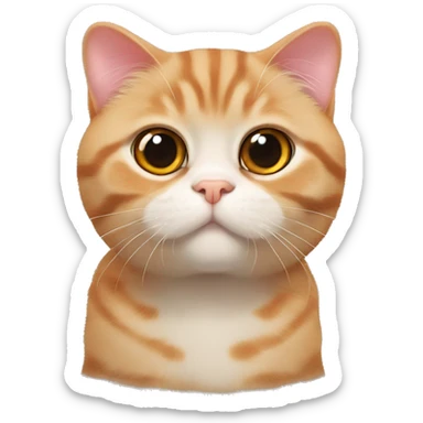 Red Scottish Fold cat. He has large round eyes, large pupils and characteristic lop-eared ears. He looks straight into the camera, creating an impression of surprise. The cat's fur is soft and fluffy, and the expression on his face is very cute. sticker