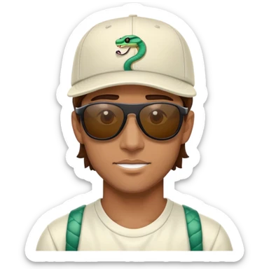 guy with brown hair, backwards baseball cap, wearing Pit Viper sunglasses sticker