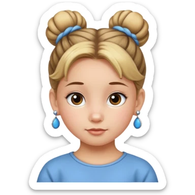 bun haired kid with earrings sticker